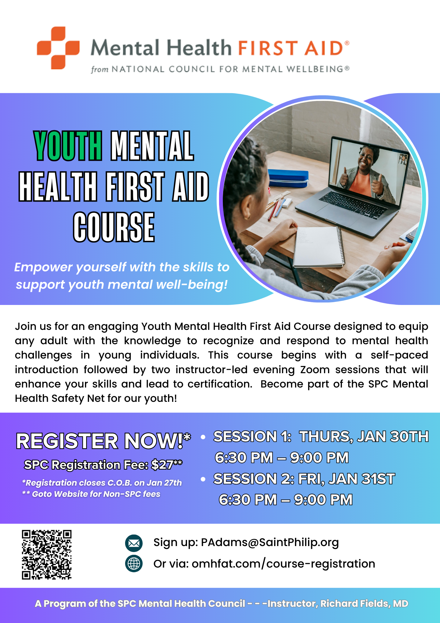 25Jan_YouthMentalHealthFirstAidCourse